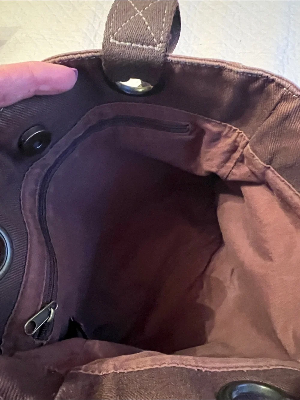 Aeropostale Chocolate Brown Canvas Messenger Tote with Front Pockets